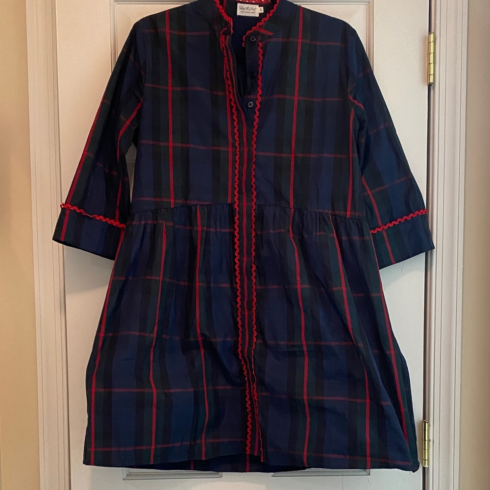 Plaid Dress with Red Accents